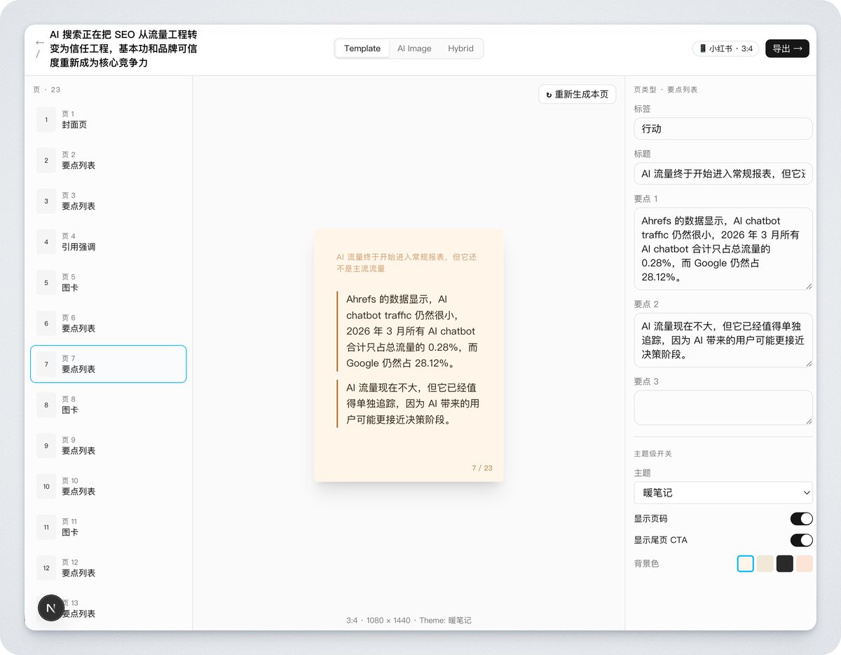 vibecoding 出来的 carousel 生成工具截图