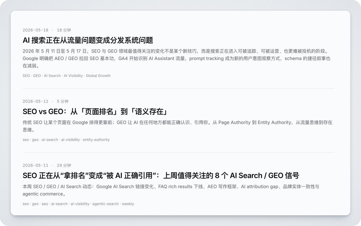 SEO / GEO 周报截图