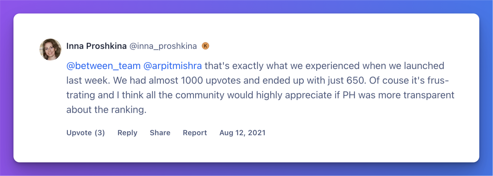 Producthunt 算法对新用户不太友好
